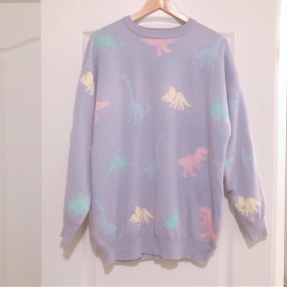 pastel dinosaur sweater